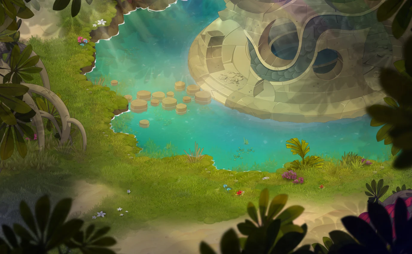 Escenario del templo de los belíades mostrado en el adelanto de Ankama.